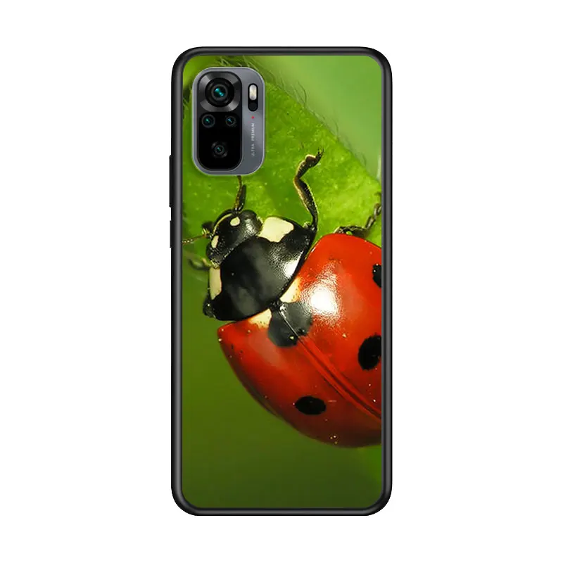 

Four Leaf Ladybug for Xiaomi Redmi Note 10 10S 9 9T 9S 9Pro Max 8T 8Pro 8 7 6 5 Pro 5A 4X 4 Soft Black Phone Case