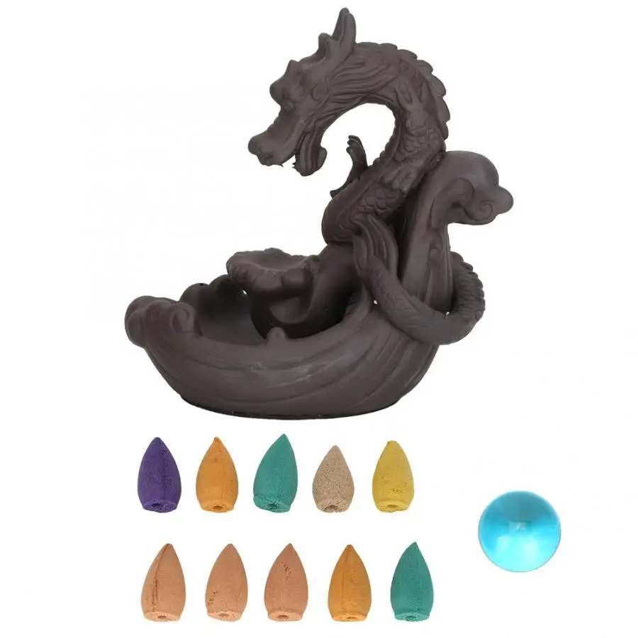 Керамический ладан дракон курильница дым обратного потока конус держатель