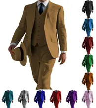 Terno masculino de 3 peças terno de casamento noivo smoking negócios fino ajuste jaqueta blazer trabalho + calças + colete (2)