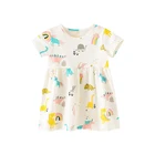 Летнее платье для девочек от 2 до 7 лет, с коротким рукавом и принтом животных