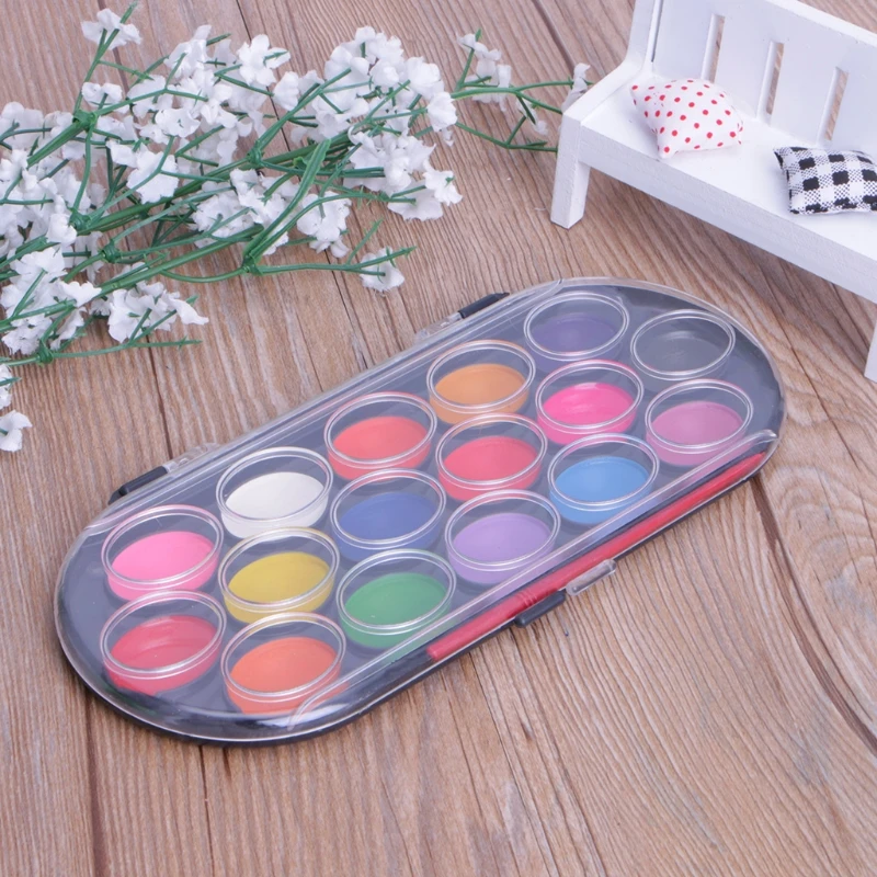 

16Pcs Watercolor Palette Brush Set Painting Tray Craft Drawing Art Mini Kid Gift