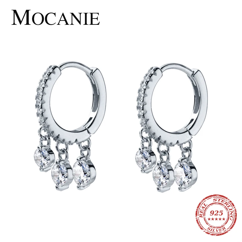 

Mocanie Tassel Water Drop Shape 925 Sterling Silver Luxury Hoop Earring for Women Shining Zircon Earring Wedding Party Jewelry