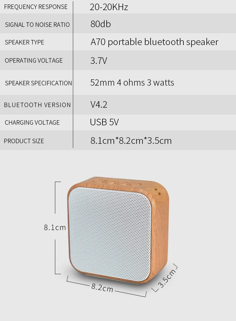 Portable Bluetooth speakers Wooden Subwoofer Speaker mini HD HiFi Sound Music Speaker for Home Palm bsize Support TF loudspeaker
