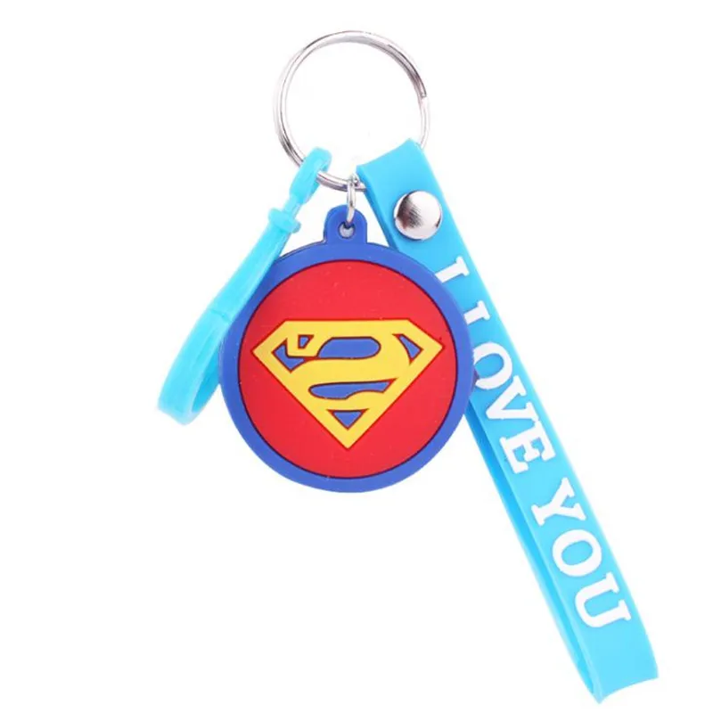 Comic Anime Superman Batman Captain America Iron Man Deadpool Cosplay Keychain Pendant Accessories Rubber Gift