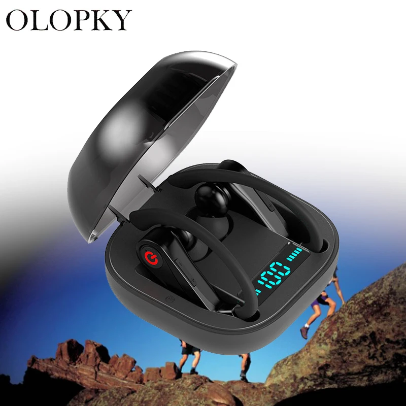 TWS Bluetooth наушники беспроводные Hifi 5 0 с двумя микрофонами ушной крючок 950 мАч