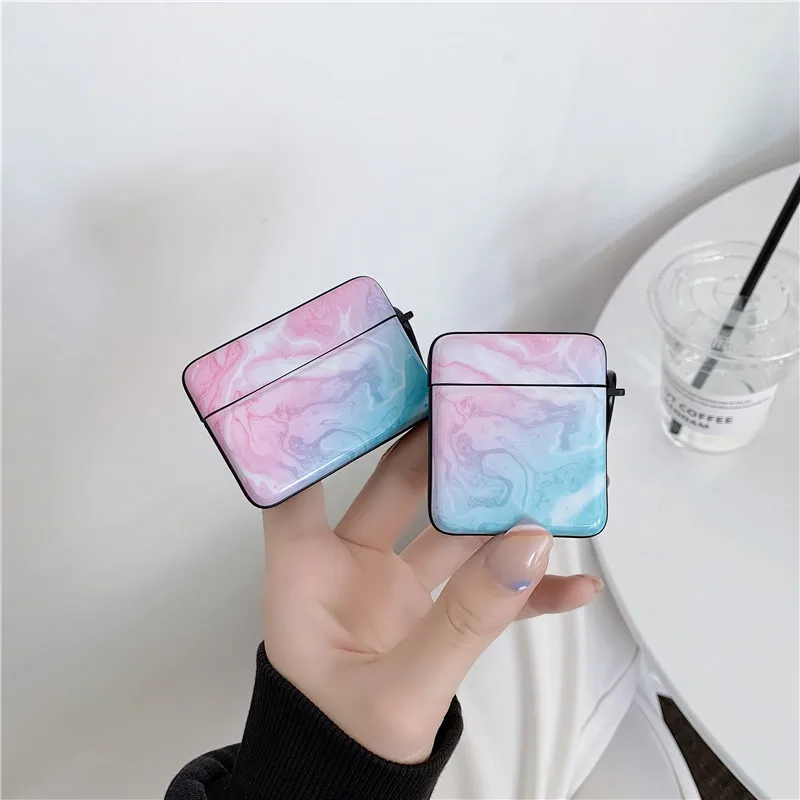 Чехол для наушников с мраморным рисунком Apple Airpods 1 Жесткий AirPods 1/2 Pro защитный