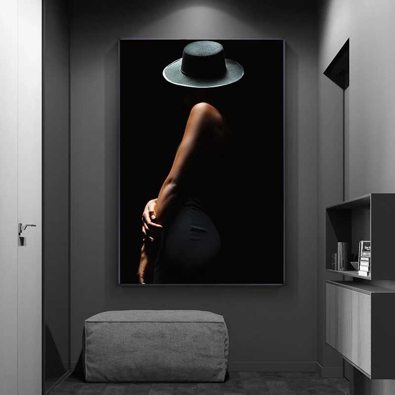 

Modern Sexy Woman Art Body Black Background Print Poster Wall Art Pictures for Living Room Home Decor (No Frame)