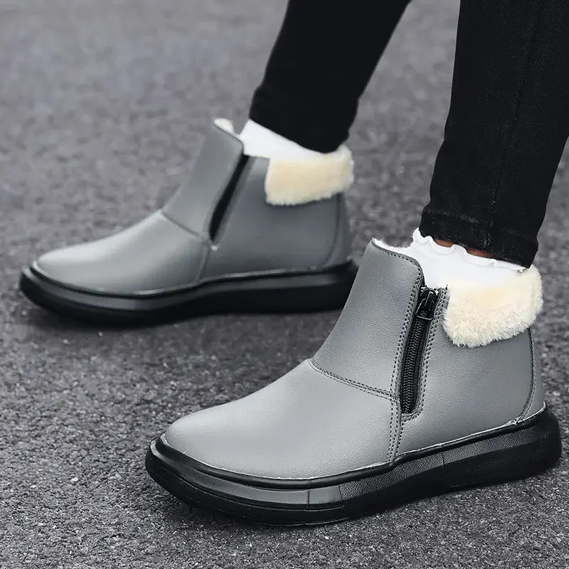 Winter Warm Short Boot for Women PU Leather Waterproof Fashion Female Snow Boots Plus Velvet Thickened Lady Cotton Shoes Flat