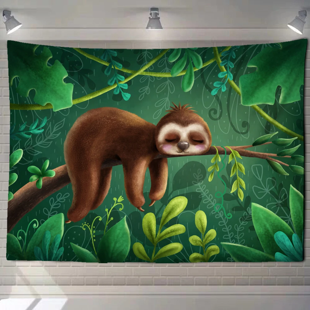 

Animal tapestry wall hanging tropical palm plant flower pattern Bohemian tapestry home decoration yoga mat sofa blanket