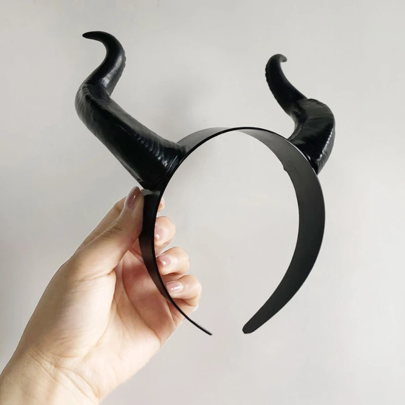 Обруч для волос с черной ведьмой на Хэллоуин длинная повязка голову из бычьего