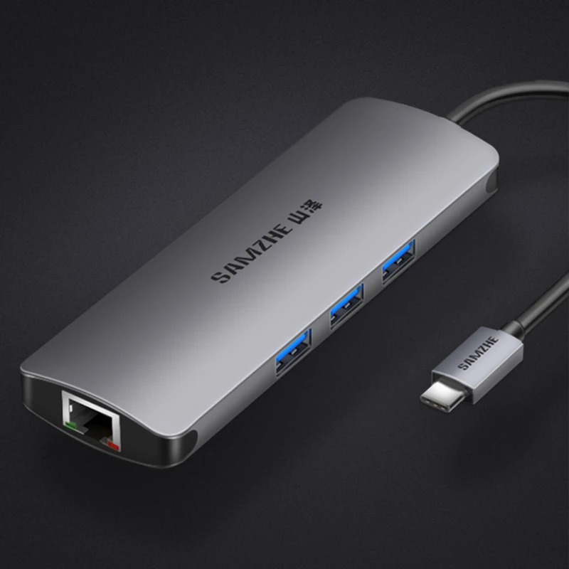 USB-концентратор SAMZHE с Type C на HDMI RJ45 кардридер адаптер USB3.0 концентратор для MacBook Samsung