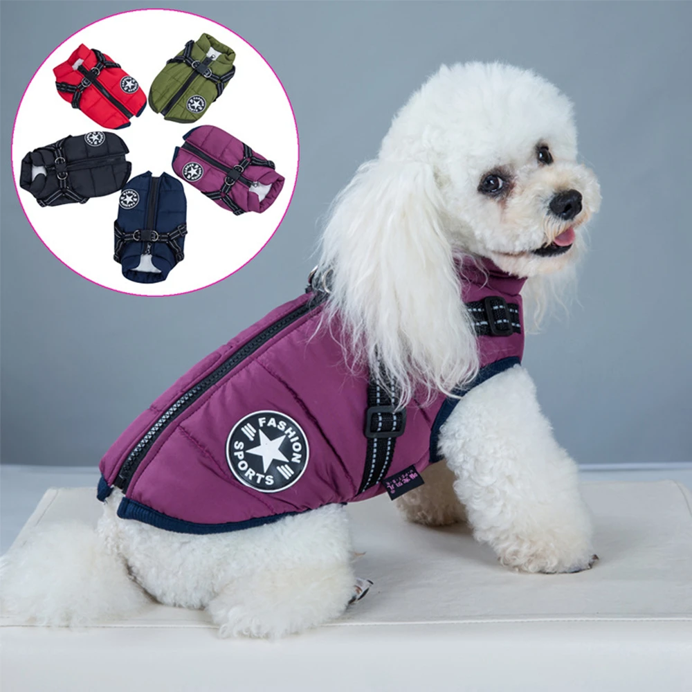 

Large Pet Dog Jacket With Harness Winter Soft Warm Dog Clothes Labrador French Bulldog Waterproof Coat Outfit Vest For Dog S-XXL