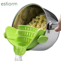 snap pot strainerdrainersoft silicone colander clip on potpanbowl fruit veggies noodle pasta strainerkitchen accessories