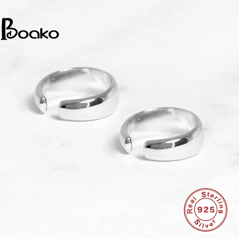 

BOAKO Pendientes Plata 925 Earrings For Women Ins Glossy Ear Clip Gold/Silver Jewelry Ear Piercing Fine Gift #Hh