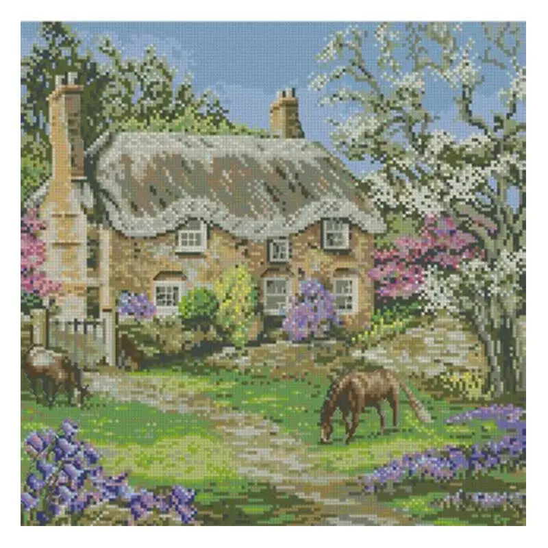 

Country horse patterns counted 11CT 14CT 16CT 18CT DIY Cross Stitch Sets wholesale Cross-stitch Kits Embroidery Needlework