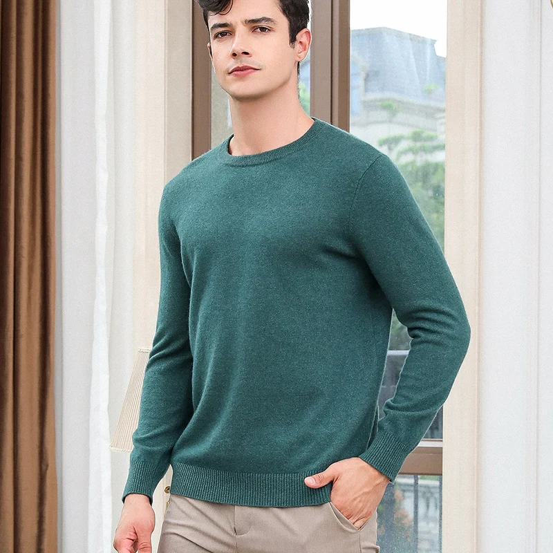 Septass Winter Warm Sweater Men Goat Cashmere Pullovers 100% Knitted Jumper O-Neck Soft Man Clothes Long Sleeve Bottoming Top