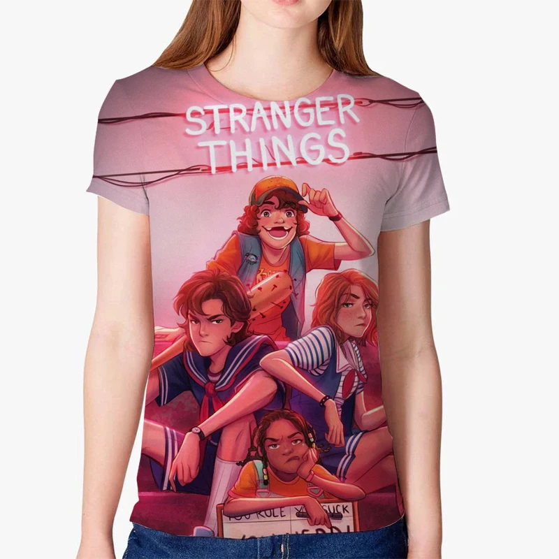 

Funny Stranger Things Printed Tshirts for Women Girls Summer Casual Short Sleeve Brand Tee Tops Stranger Things 3d Woman T-Shirt