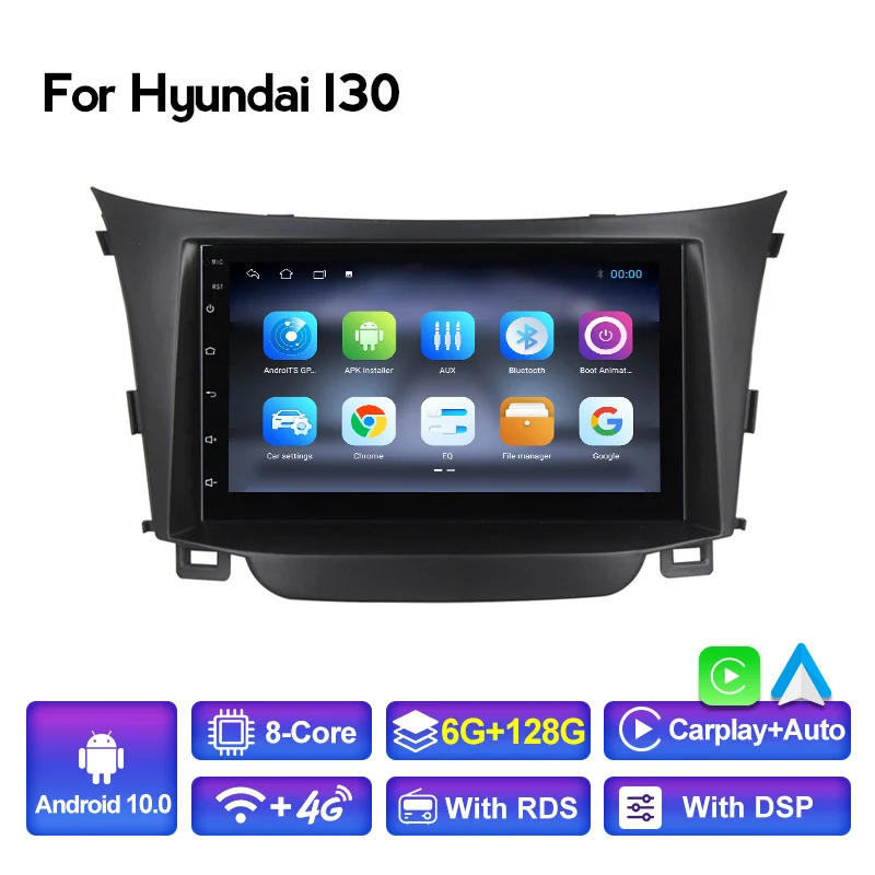 

4G Lte Wireless Carplay Car Radio Stereo Multimedia Player For Hyundai I30 Elantra GT 2012-2016 GPS Navigation Android 10 6+128G