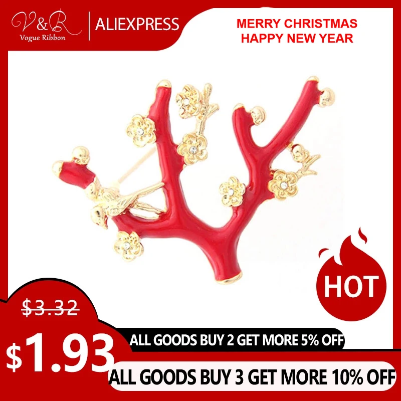 Красная эмалированная булавка с птицей в виде елки 2019 новые модные ювелирные