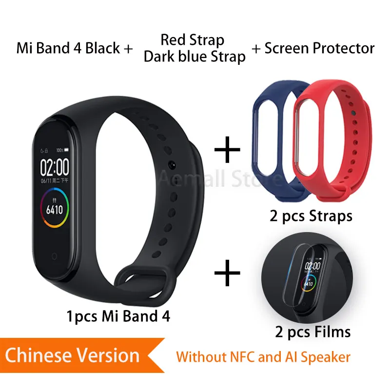 CNRedDarkblue Глобальная версия Xiaomi mi Band 4 Smart mi band 4 браслет пульсометр фитнес 135 мАч цветной экран Bluetooth 5,0 китайская версия - Цвет: CNRedDarkblue