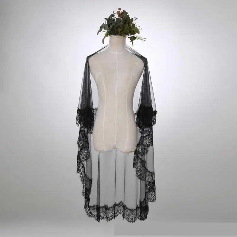 Черная Фата специально для свадебной фотографии Cos мягкий кружевной тюль