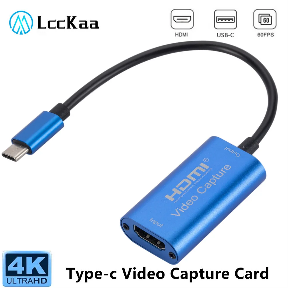 

4K Type-C Video Capture Card HDMI-compatible to USB C 1080P HD Game Record for PS4/5 Switch Live Streaming Broadcast Camera