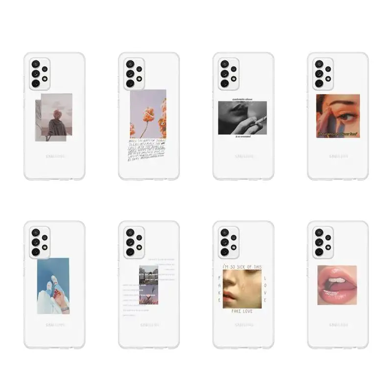 

Fashion aesthetic text pictures Phone Case Transparent For Samsung Galaxy A S Note 9 10 51 50 71 70 80 20 21 30s ultra plus