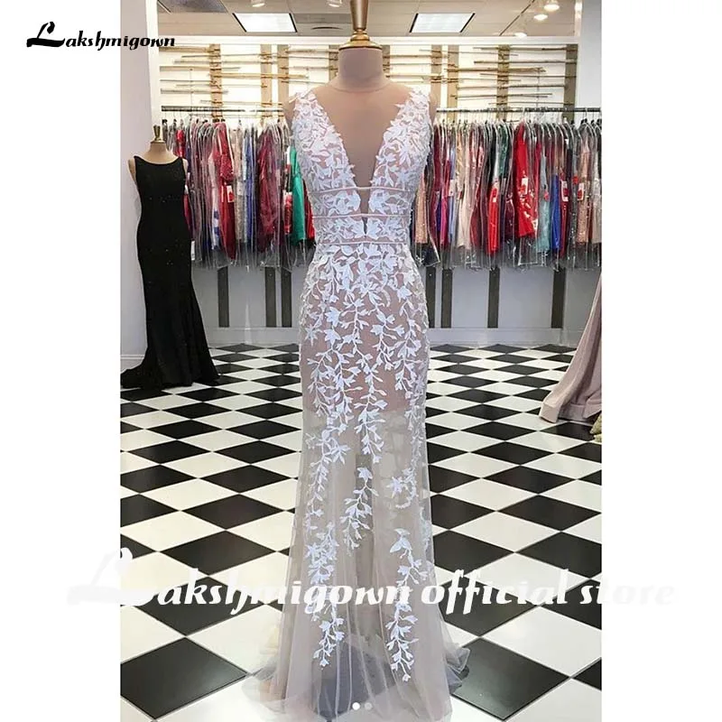 

Champagne Floor Length Mermaid Lace Applique Evening Dress Beautiful Girls Party prom Dress Formal Tulle Prom Dress