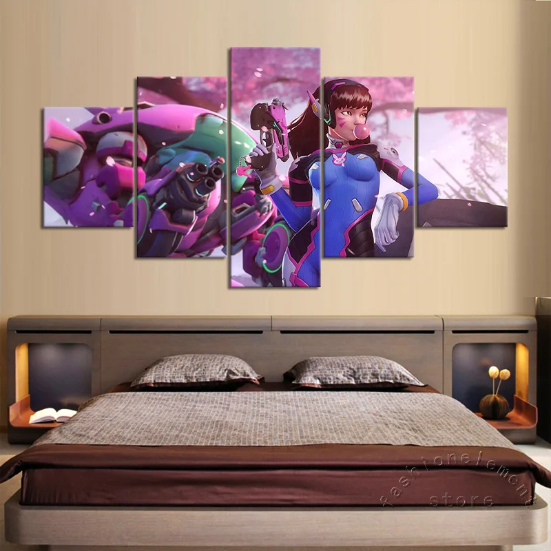 5 шт. Overwatch видео игра плакат DVA Фэнтези Искусство Настенная картина домашний