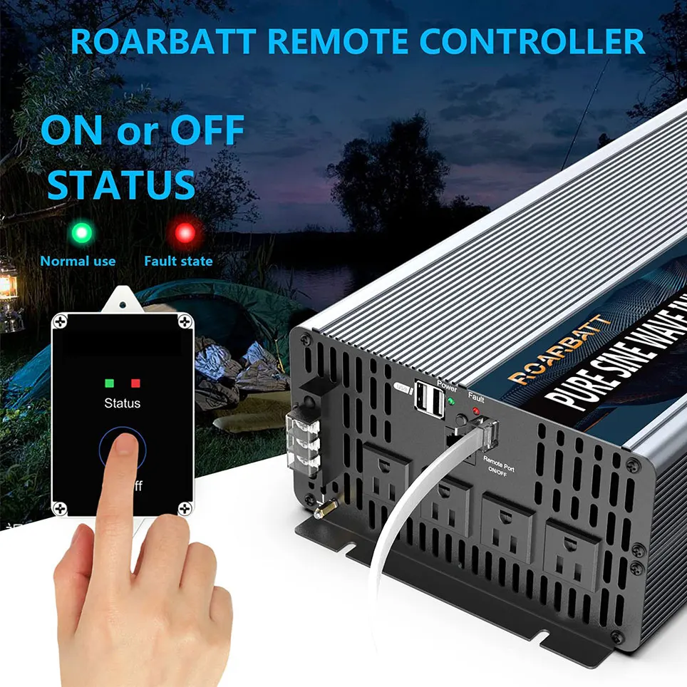 2021 Pure sine wave power inverter 4000 w 12V DC to AC 110V 120V peak 8000 W with remote controller and 4 sockets | Электроника