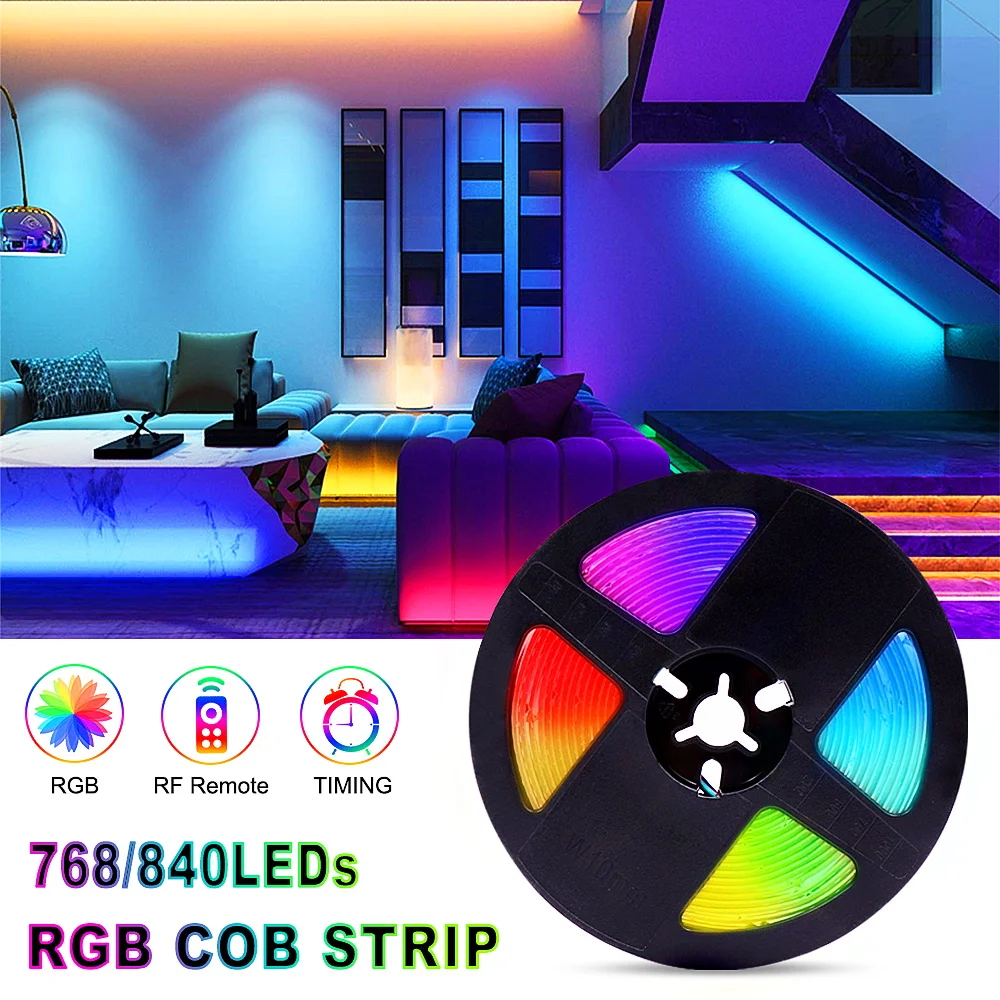 

Светодиодная лента RGB COB светильник 24 В, 12 В, цветная гибкая светодиодная лента на брелок, 768/840 светодиодов для домашнего декора, мобильное пр...
