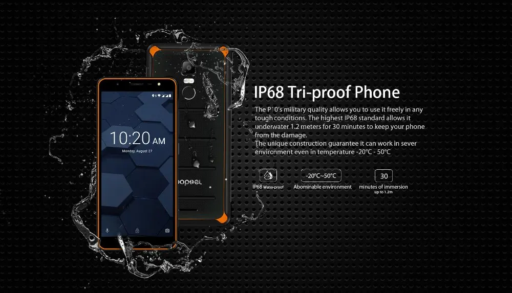 Глобальная версия Poptel P10 прочный смартфон 5,5 дюймов Восьмиядерный android 8,1 4 Гб+ 64 Гб NFC разблокированные телефоны экономичный телефон