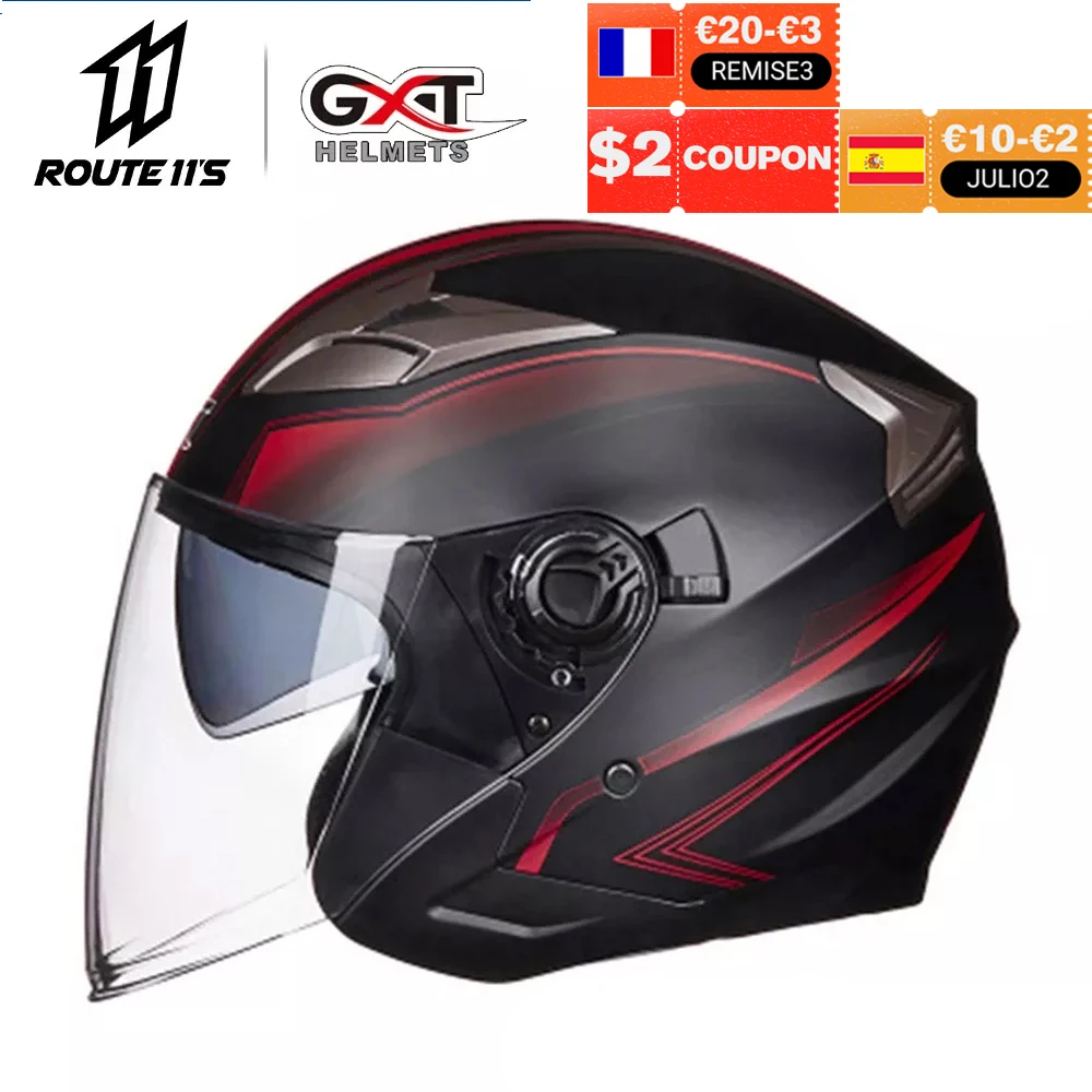 Мотоциклетный шлем GXT полулицевой мотоциклетный из АБС Электрический защитный с