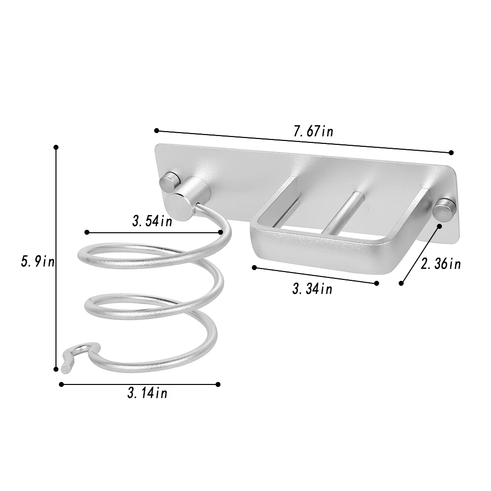

2020 New Aluminum Hair Dryer Rack Wall Mounted Hairdryer Straightener Holder Set Bathroom Shelf for Washroom Supplies