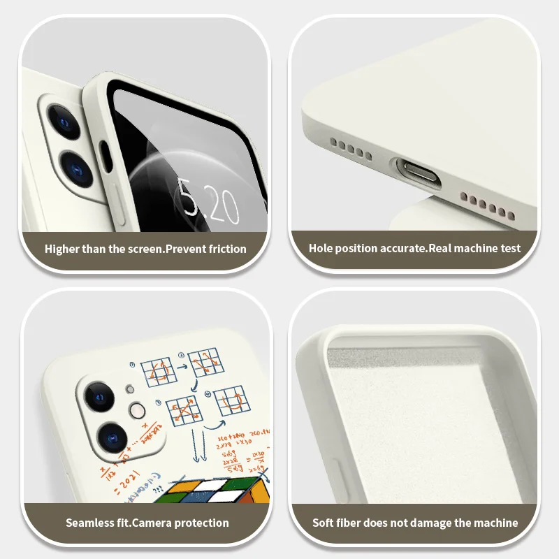 Turnkey lens  Cube Phone Case For iPhone 12 13 Pro Max 11 X XS  XR XSMAX SE2020 8 8Plus 7 7Plus 6 6S Plus Liquid Silicone Cover