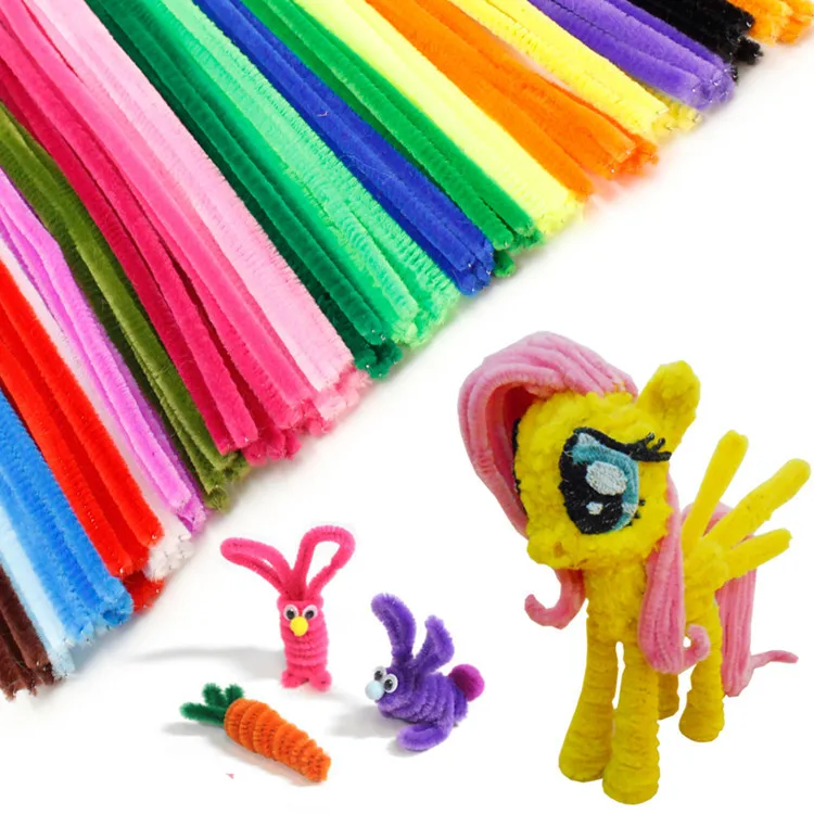 100Pcs DIY Handmade Colored Wool Root Top Twisting Bar Fluffy Iron Wire Imaginative Plush Play Baby Gift Decorations | Игрушки и хобби