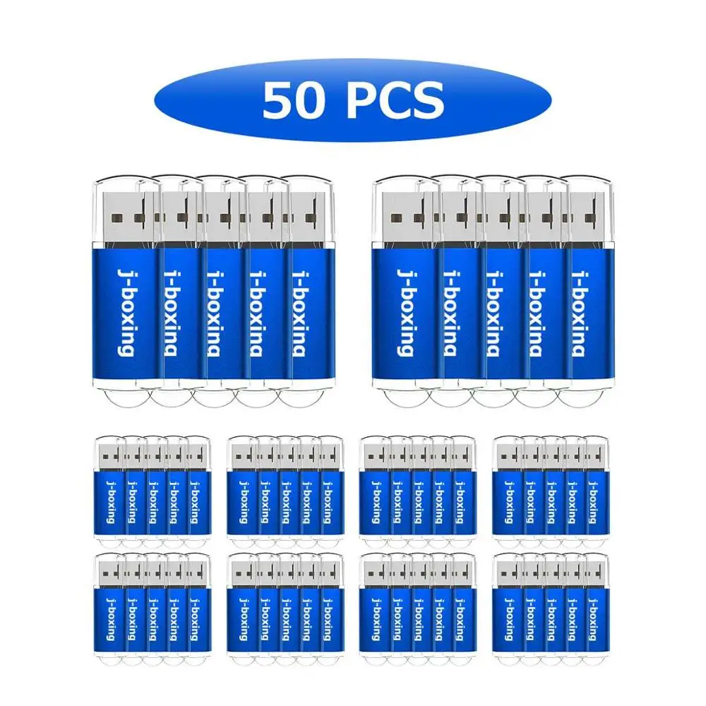 J-boxing 50PCS/LOT 32GB USB Flash Drives Rectangle Flash Pen Drive Thumb Storage Memory Stick 8 Colours for PC Laptop Mac Tablet