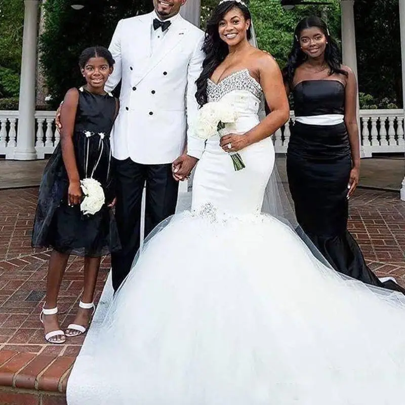 

Nigerian Luxury Mermaid Wedding Dresses Sweetheart Tulle Crystals Beaded Court Train Wedding Dress Bridal Gowns Vestido De Noiva