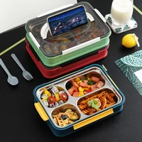 japanese style rectangle bento box creative student food thermal storage container portable picnic single lunch box with cutlery