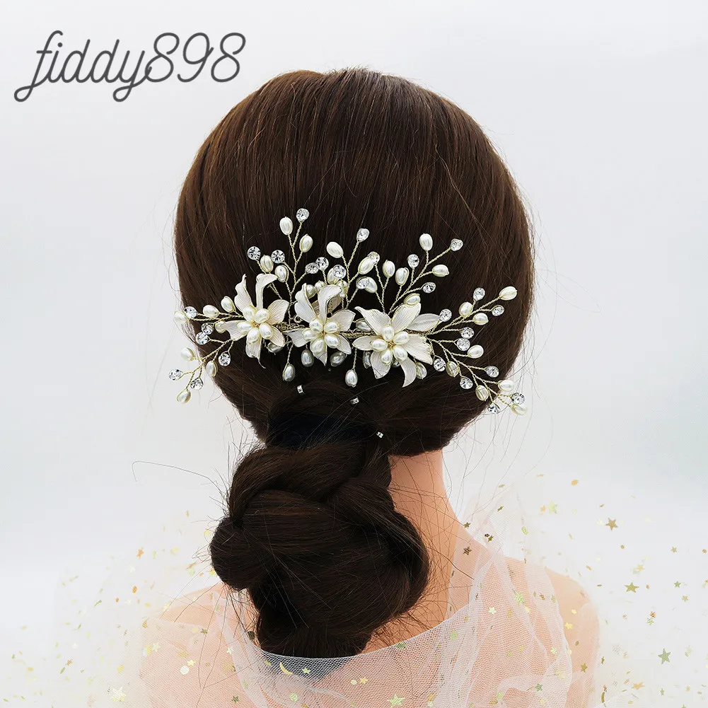 Свадебные аксессуары для волос с жемчугом стразы цветок свадебные гребни tocados de