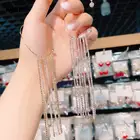 1 шт. модные длинные женские серьги с кисточками Роскошные хрустальные новые золотые серьги-каффы клипсы серебряные ювелирные изделия клипсы