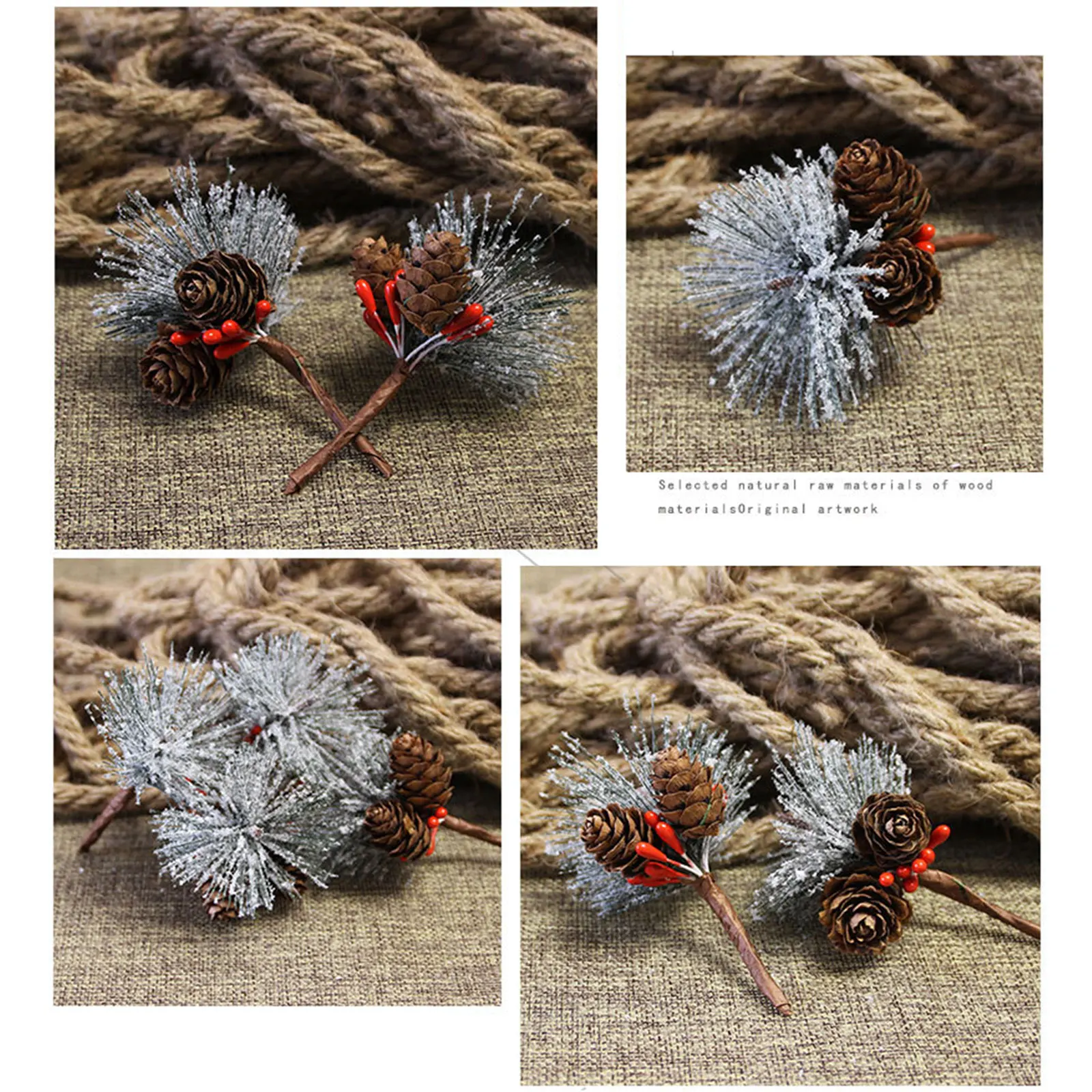 

Pine Needles Artificial Flower Floral Picks XMAS Tree Pendant Simulation Christmas gift wrapping Christmas Berry Twig Branches