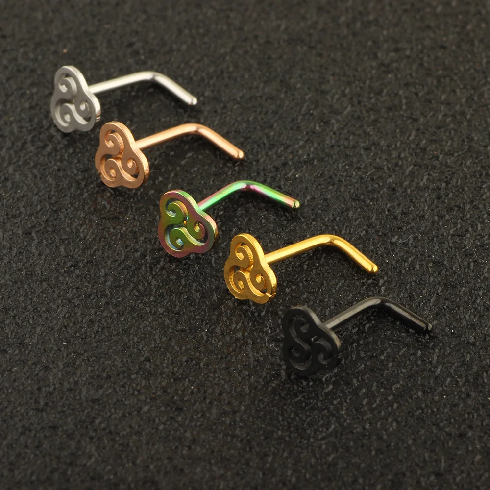 Серьги-гвоздики для пирсинга ноздрей из нержавеющей стали с фианитами 1-5 шт. |