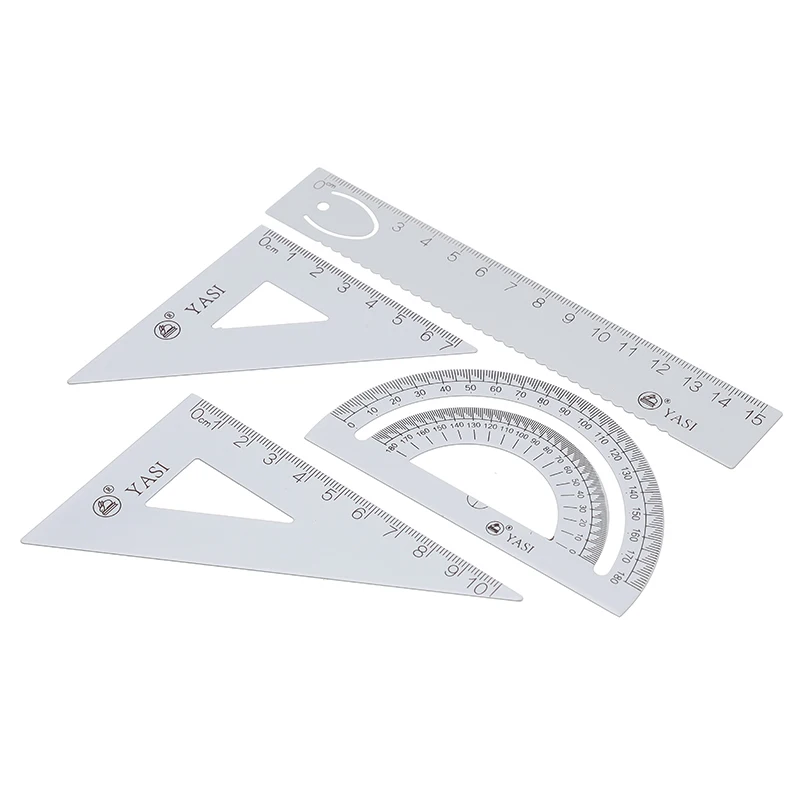 4 шт./компл. Алюминиевая линейка транспортир набор студентов математическая