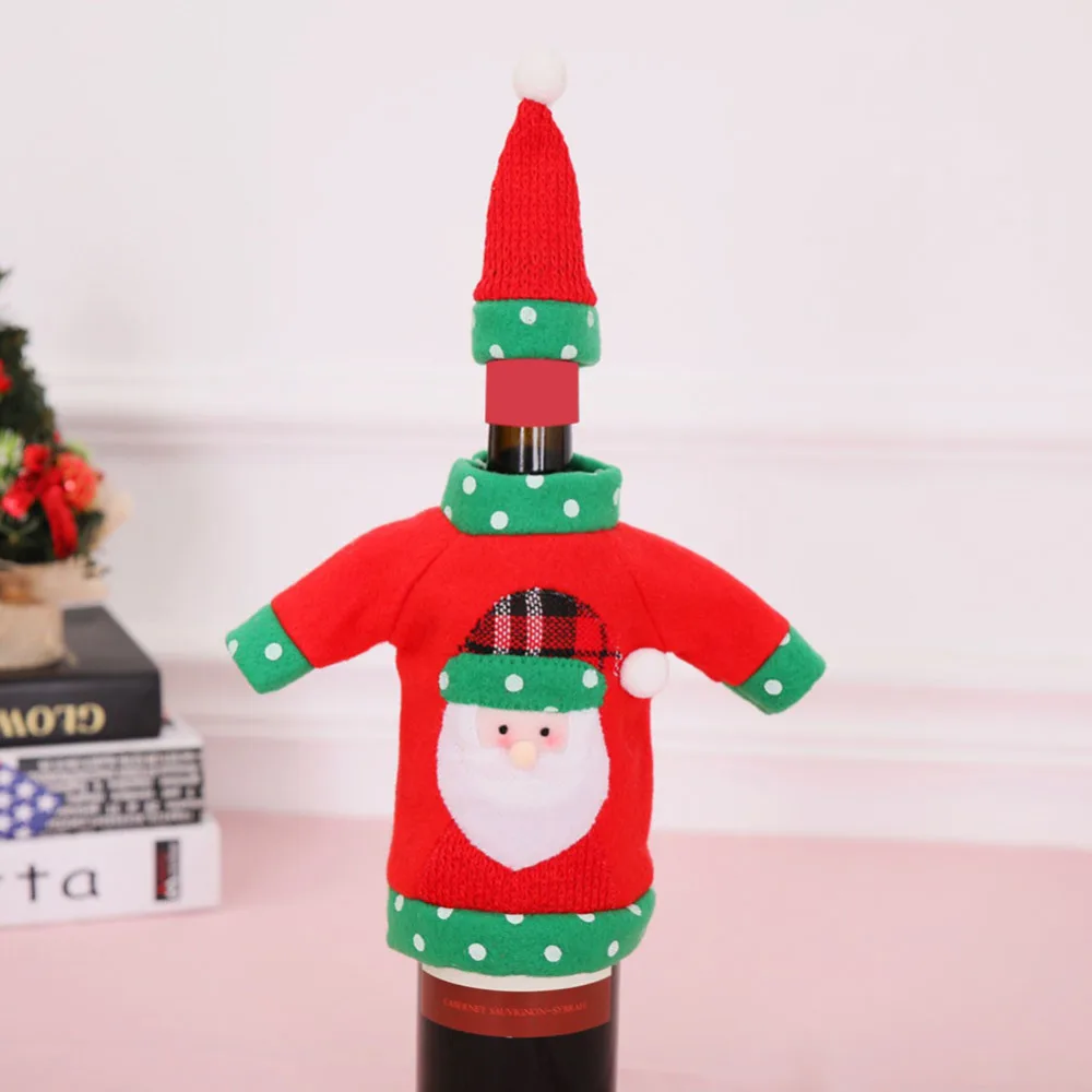 Вязаный свитер Рождественские декоративные наборы для бутылок вина в виде Санты