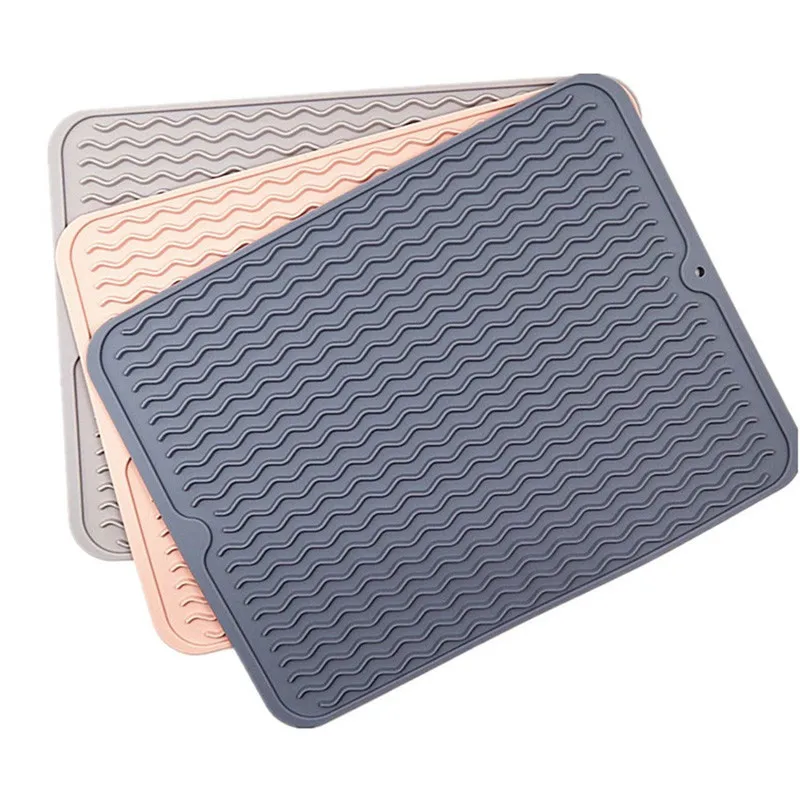 

Silicone Dish Drying Mats Thickness Heat Resistant Trivet Drip Tray Cup Coasters Non-Slip Pot Holder Table Kitchen Accessories