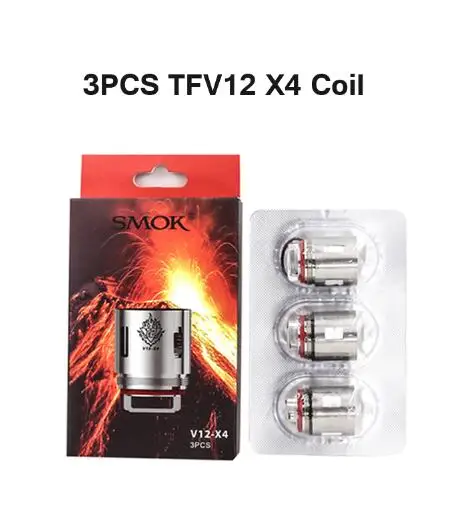 3pcs X4 Coil SMOK TFV12 бак 6 мл электронная сигарета Vape стеклянная трубка распылителя V 12X4 Катушка ядро испаритель VS TFV16 V12 Prince Tank - Цвет: 3pcs X4 Coil
