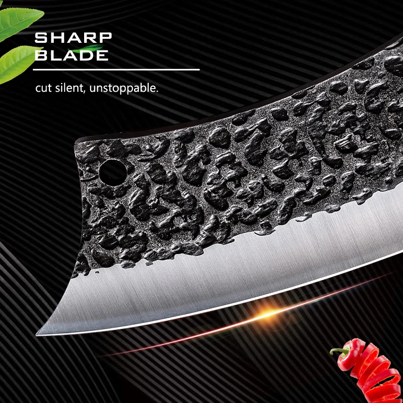 

Forged Hammer Tactical Kitchen Knife Small Cleaver Outdoor Kitchen Knife Chef Knife Slicing Knife High Chrome Stainless Steel Fo