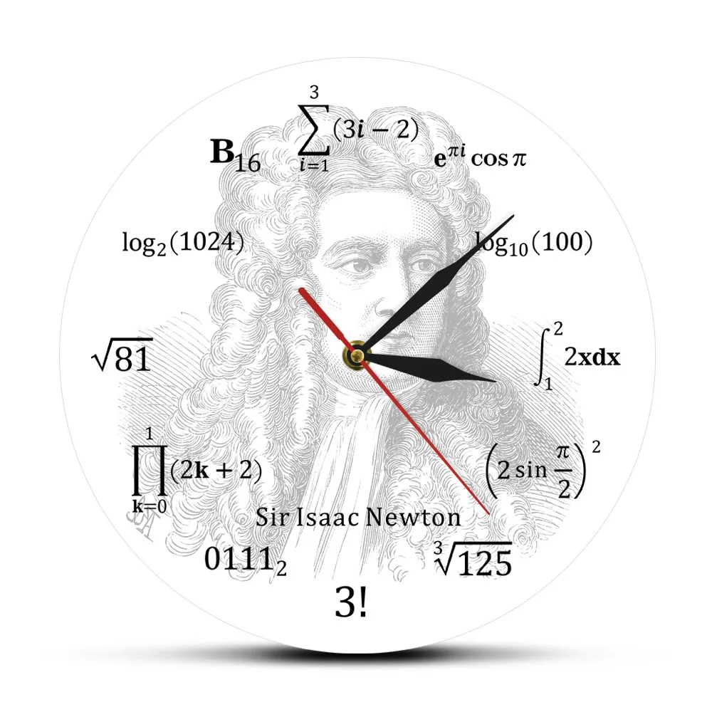 Sir Isaac Newton Famous English Mathematician Physicist Astronomer Math Equation Wall Clock Educational Science Art Wall Watch