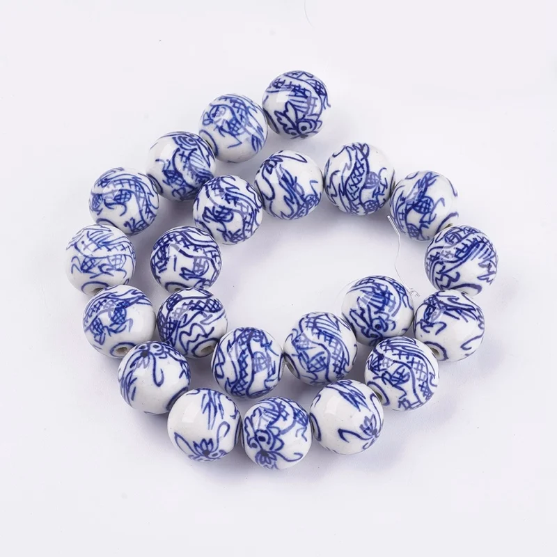 18mm 20pcs Pandahall 10/20 штук 12-28 мм ручной работы белого и голубого цвета, фарфоровые керамические бусины для самостоятельного изготовления ювелирных изделий - Цвет: 18mm 20pcs